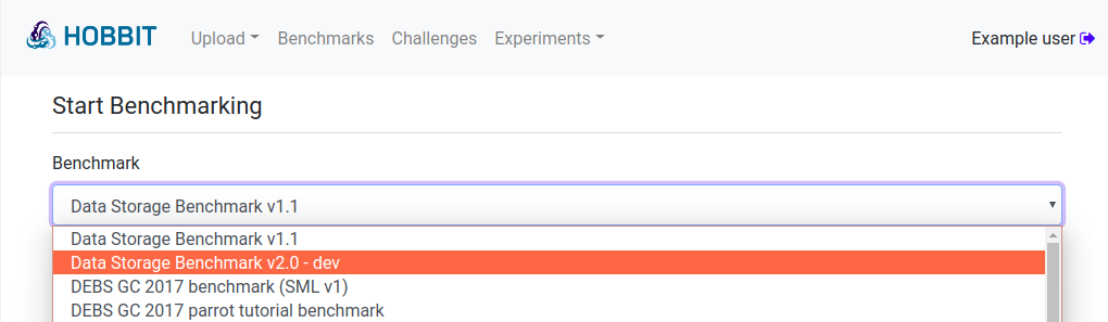 Configuration of a benchmarking experiment. (a) Select the benchmark.