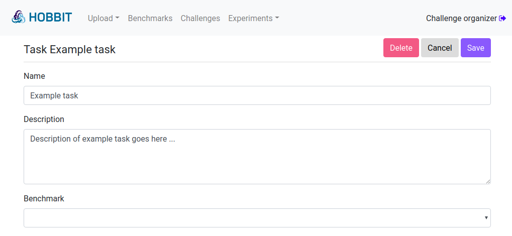 Edit challenge task details form page.
